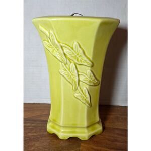 Vtg. Stanford Pottery Citron Vase Raised Ivy Leaf
